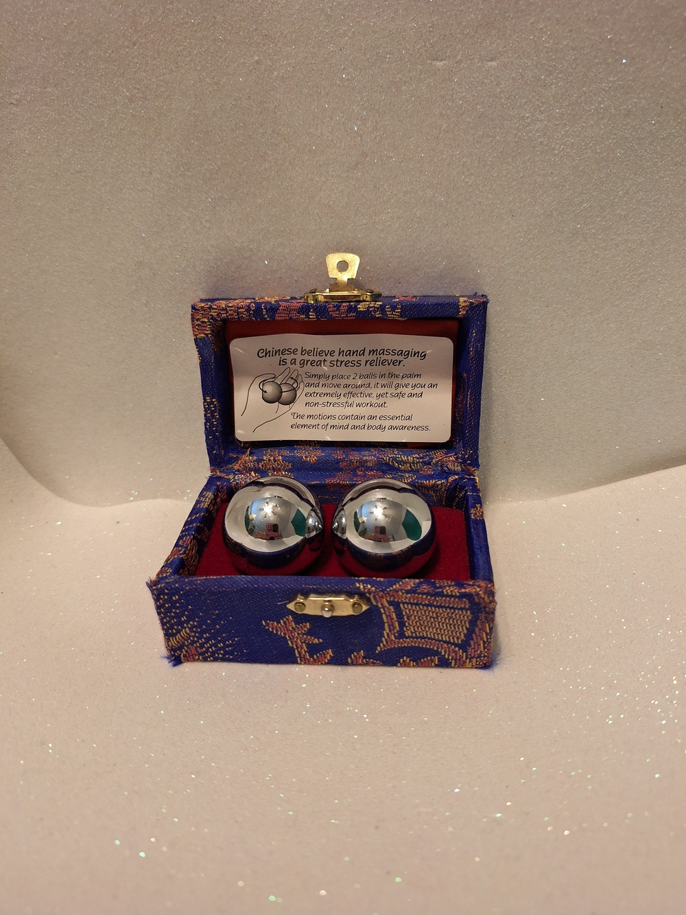 Vintage Musical Chinese Stress Baoding Balls Relaxation Therapy Chrome Silver